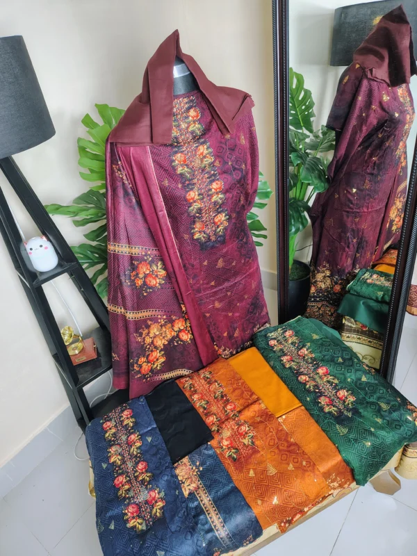 লাক্সারি এমব্রয়ডারি থ্রি পিস সেলওয়ার কামিজ