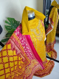 কালারফুল এমব্রয়ডারি কটন থ্রি পিস কালেকশন (৪ কালার ভ্যারিয়েন্ট)