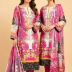 zamzam a grade premium printed three piece – luxury pink floral design for women